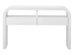 Consola mesa 120x35,5x76,5cm - con 2 cajones - Esquinas redondeadas - estantes abiertos - MDF - Blanco