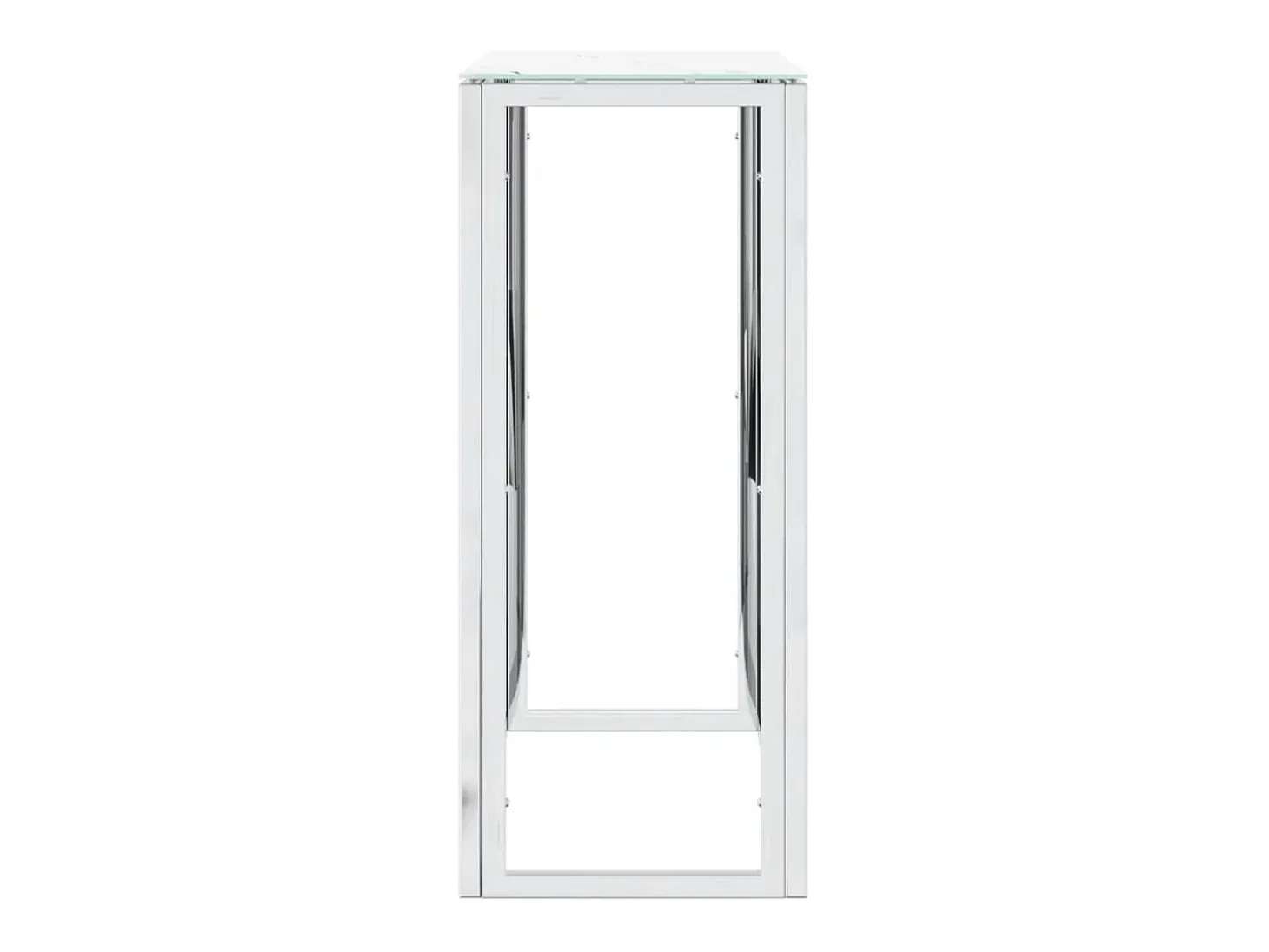 Consola plateada 70x30x70 cm acero inoxidable y cristal