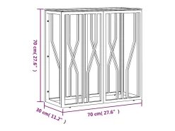 Consola plateada 70x30x70 cm acero inoxidable y cristal