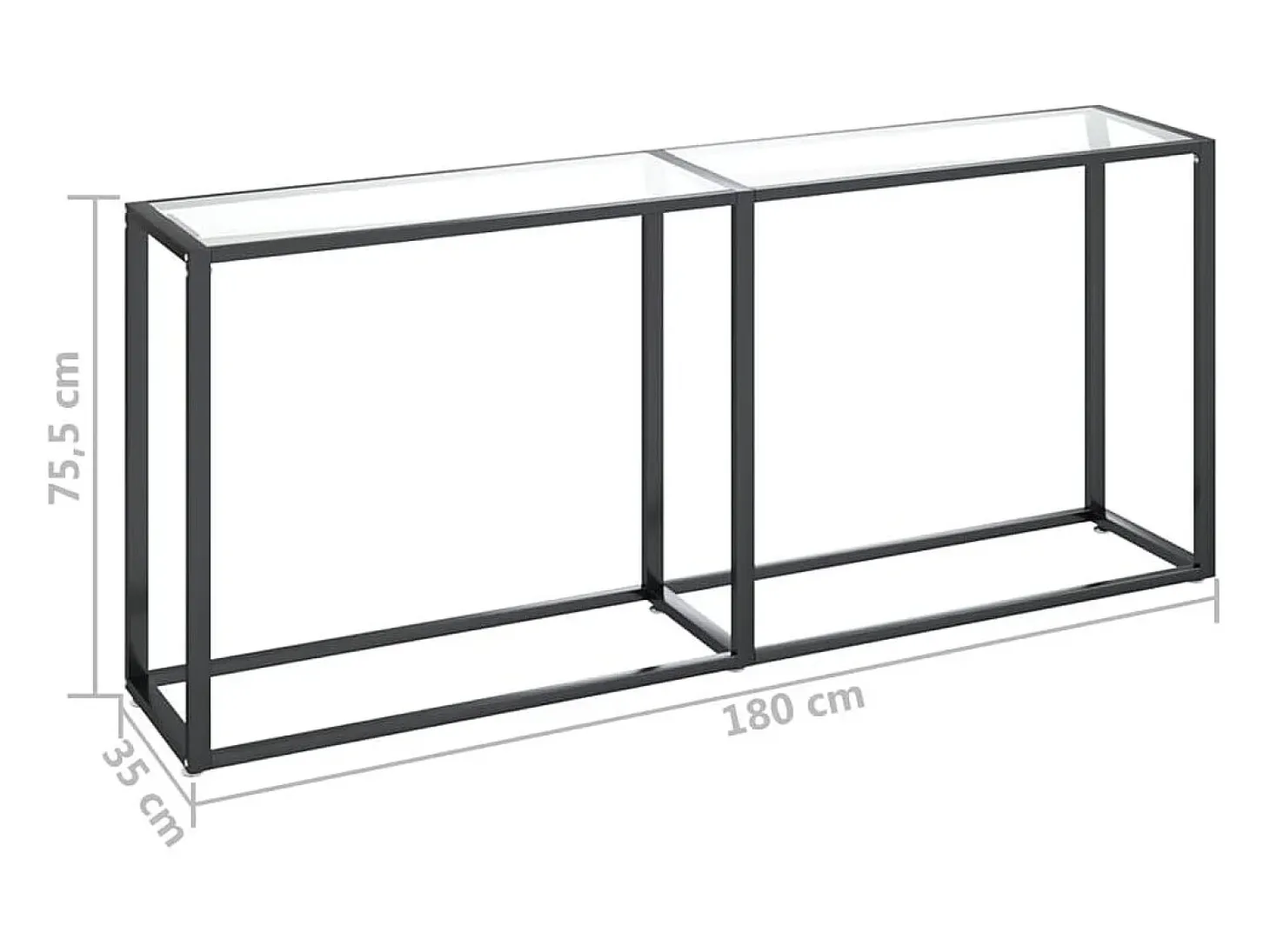 Consola transparente 180x35x75,5 cm Cristal templado