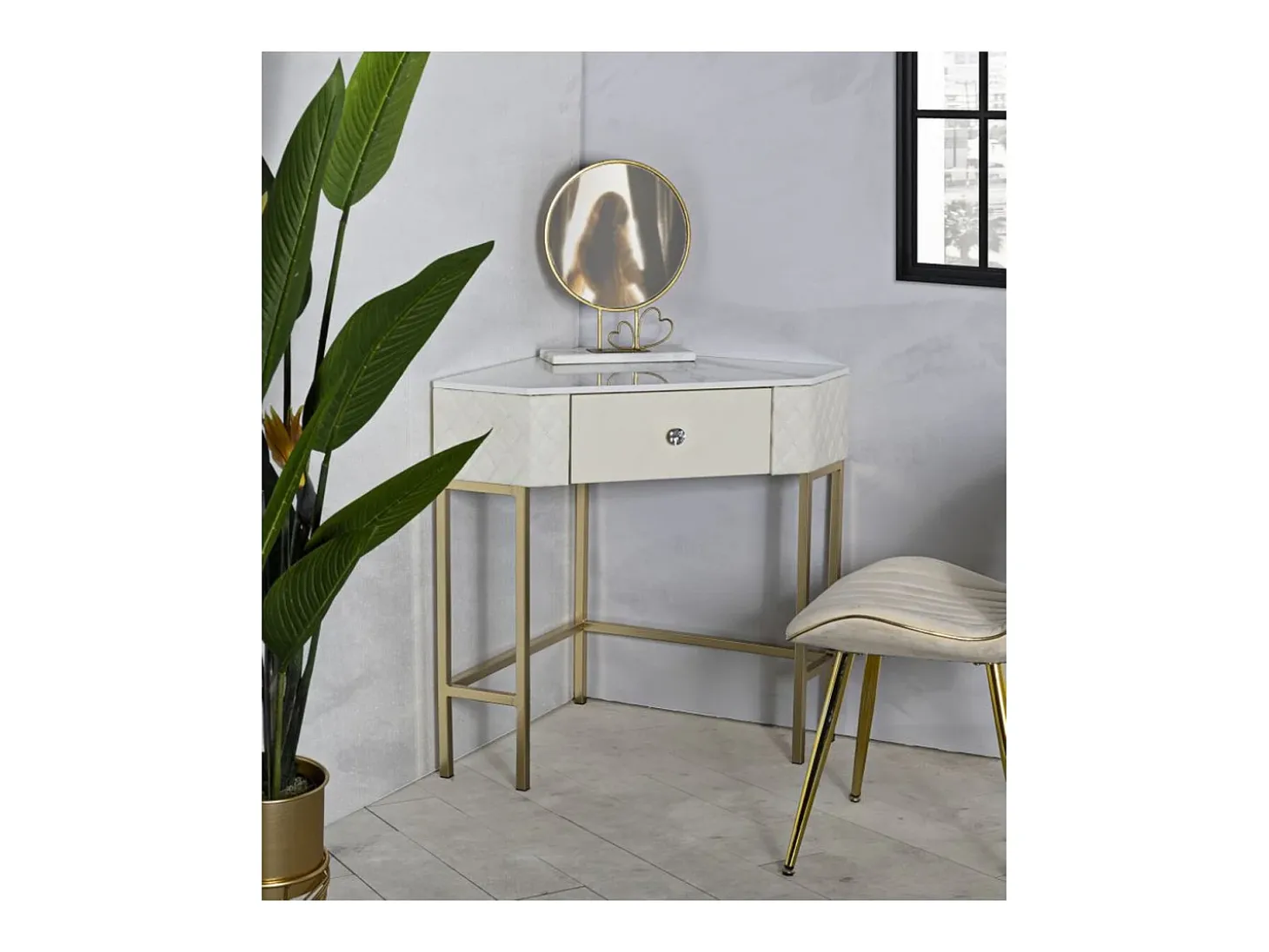 Consola VKH608, Blanco, 84,5x60x77 cm, Kendra Home