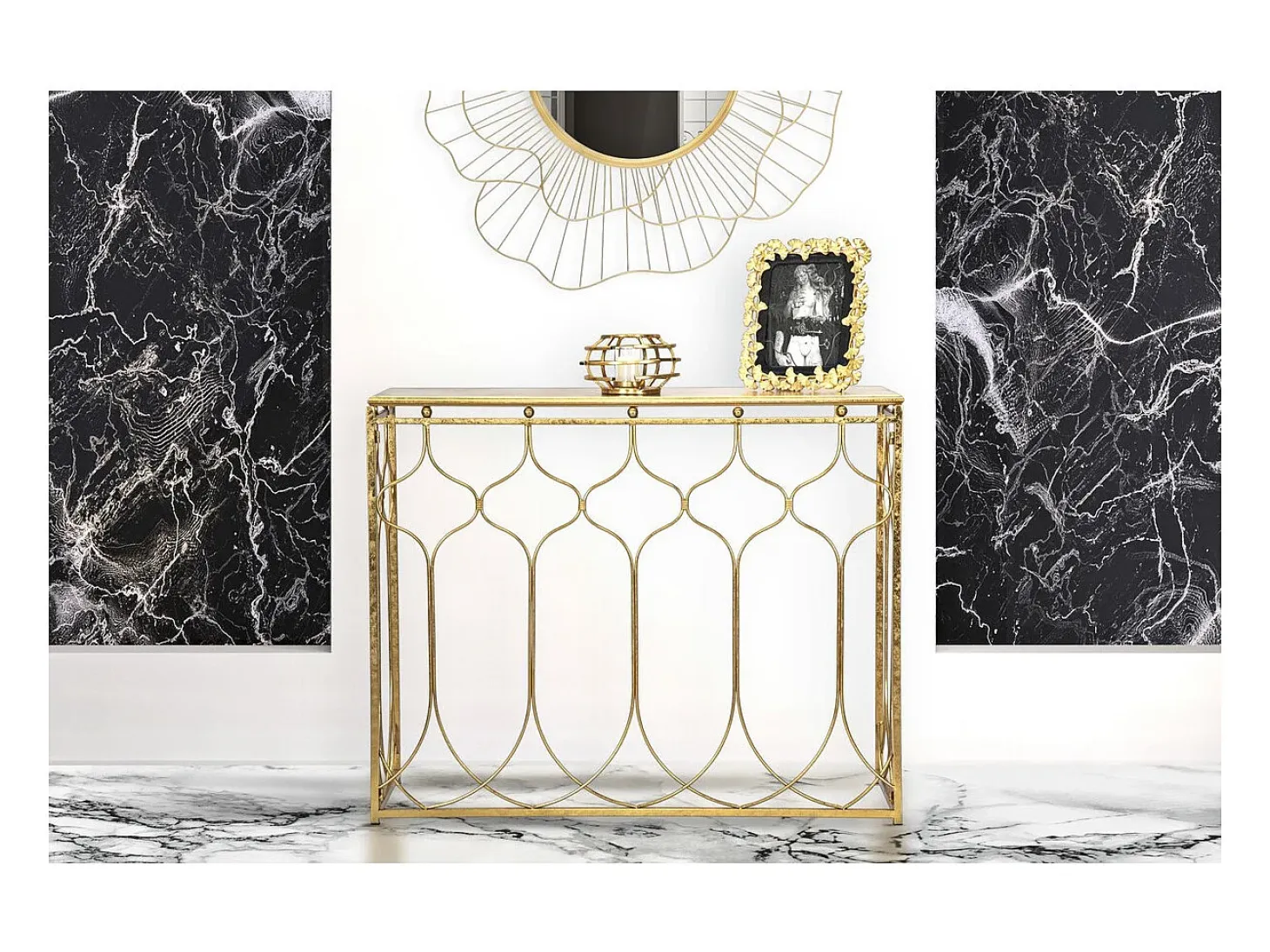 Consola VKH613, Oro, 96,5x41x78 cm, Kendra Home