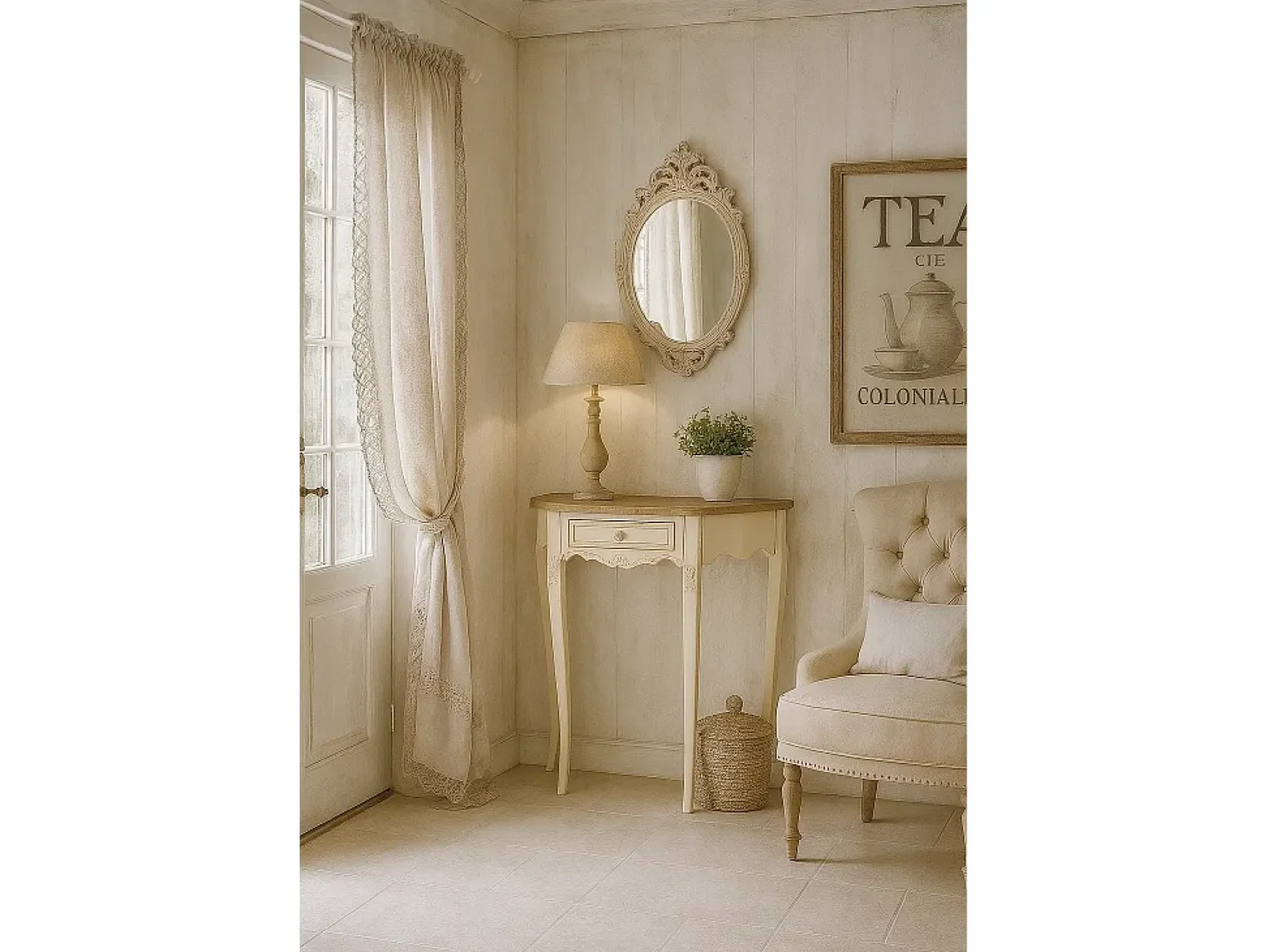 Consola 80x80x30 cm Crema Rimini RI033