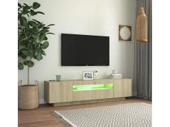 Crescent City Mueble de TV con luces LED roble Sonoma 160x35x40 cm