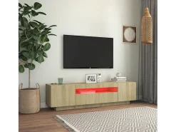 Crescent City Mueble de TV con luces LED roble Sonoma 160x35x40 cm