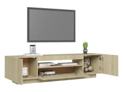 Crescent City Mueble de TV con luces LED roble Sonoma 160x35x40 cm