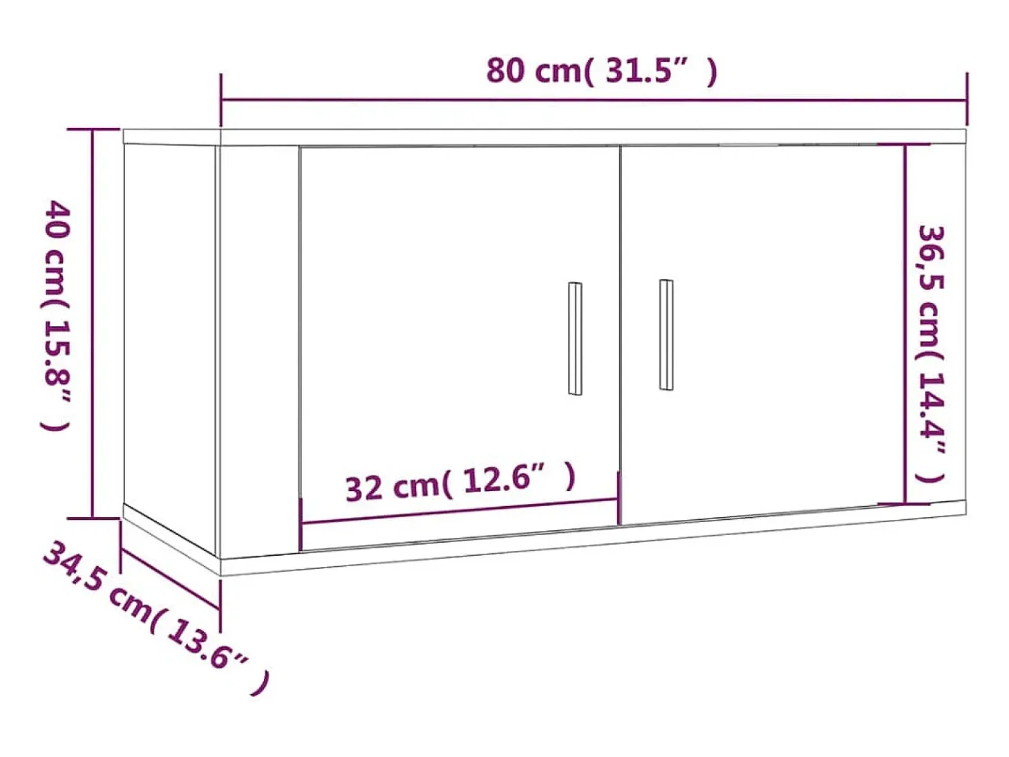 Crofton Muebles para TV de pared 2 uds roble Sonoma 80x34,5x40 cm