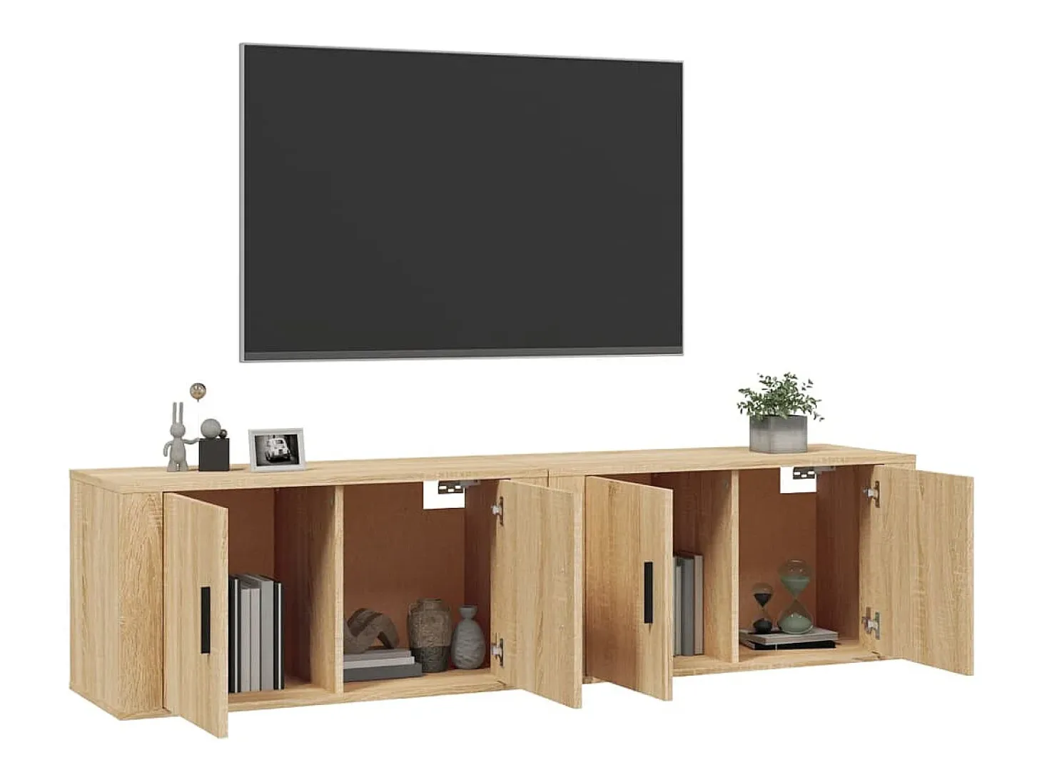 Crofton Muebles para TV de pared 2 uds roble Sonoma 80x34,5x40 cm