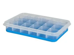 Cubitera azul Emsa Clip&Close 24 cubitos hermética, base de silicona flexible, apilable, resistente de -40° a +110°C, garantía 30 años