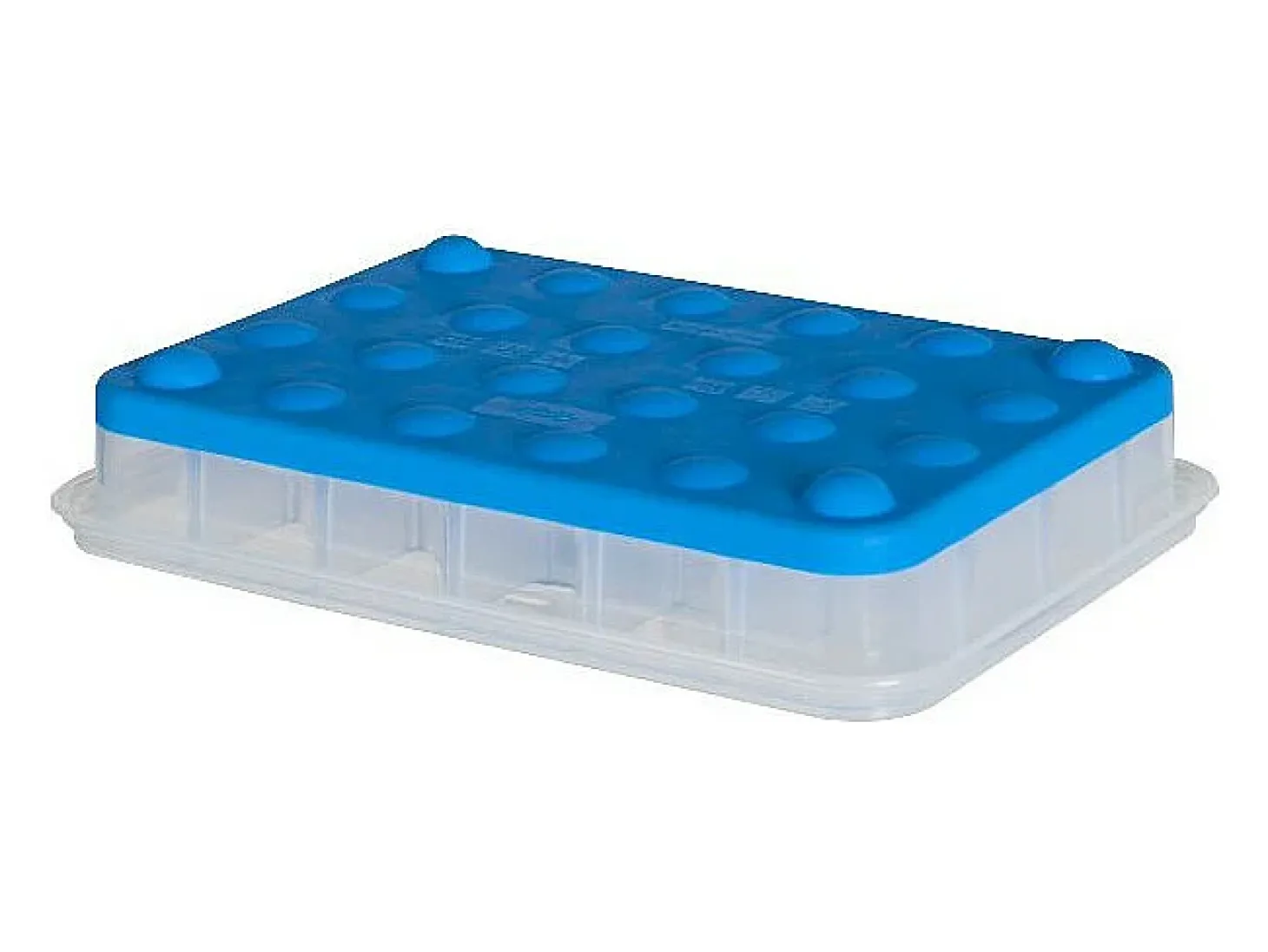 Cubitera azul Emsa Clip&Close 24 cubitos hermética, base de silicona flexible, apilable, resistente de -40° a +110°C, garantía 30 años