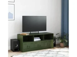 Dafina Mueble de TV de acero verde oliva 99x39x44 cm