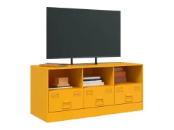 Dafina Mueble para TV de acero amarillo mostaza 99x39x44 cm