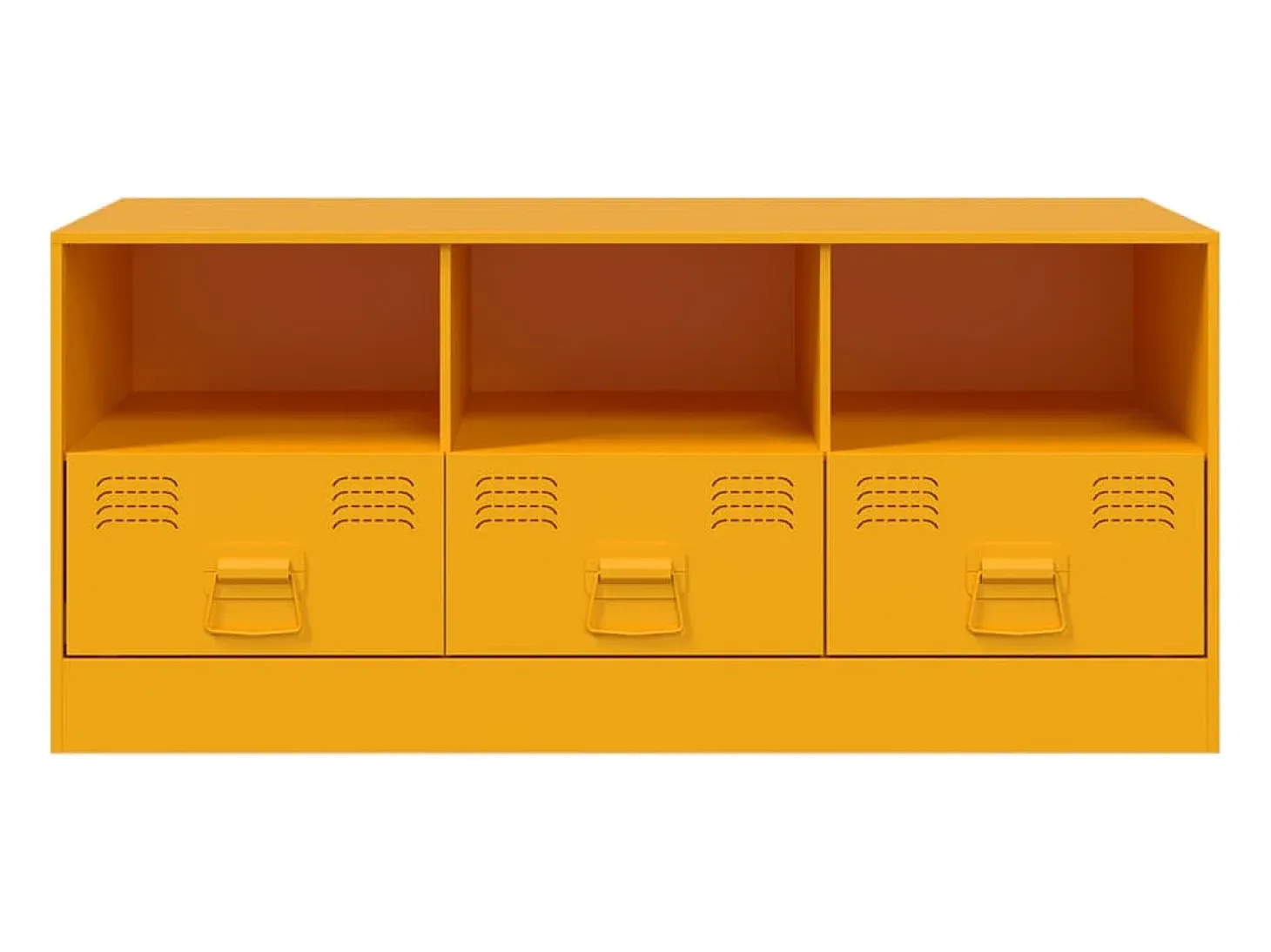 Dafina Mueble para TV de acero amarillo mostaza 99x39x44 cm