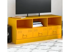 Dafina Mueble para TV de acero amarillo mostaza 99x39x44 cm