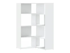 Damir Estantería de esquina 4 niveles madera blanco 85x85x140 cm