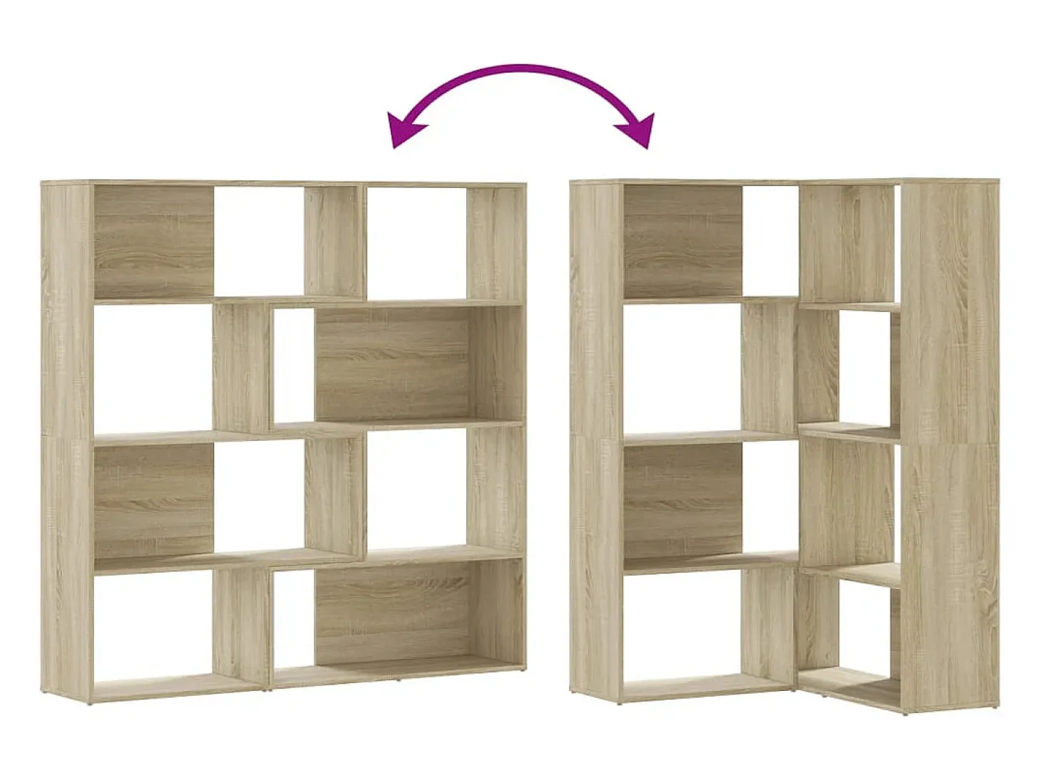 Damir Estantería de esquina 4 niveles madera roble Sonoma 85x85x140cm