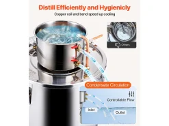 Destilador de Alcohol SucceBuy Kit de Destilación de Agua y Alcohol sin Gas de 30 L en Acero Inoxidable