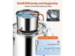 Destilador de Alcohol SucceBuy Destilador de Aguardiente de 19 L, Kit de Destilación de Agua y Alcohol, Acero Inoxidable
