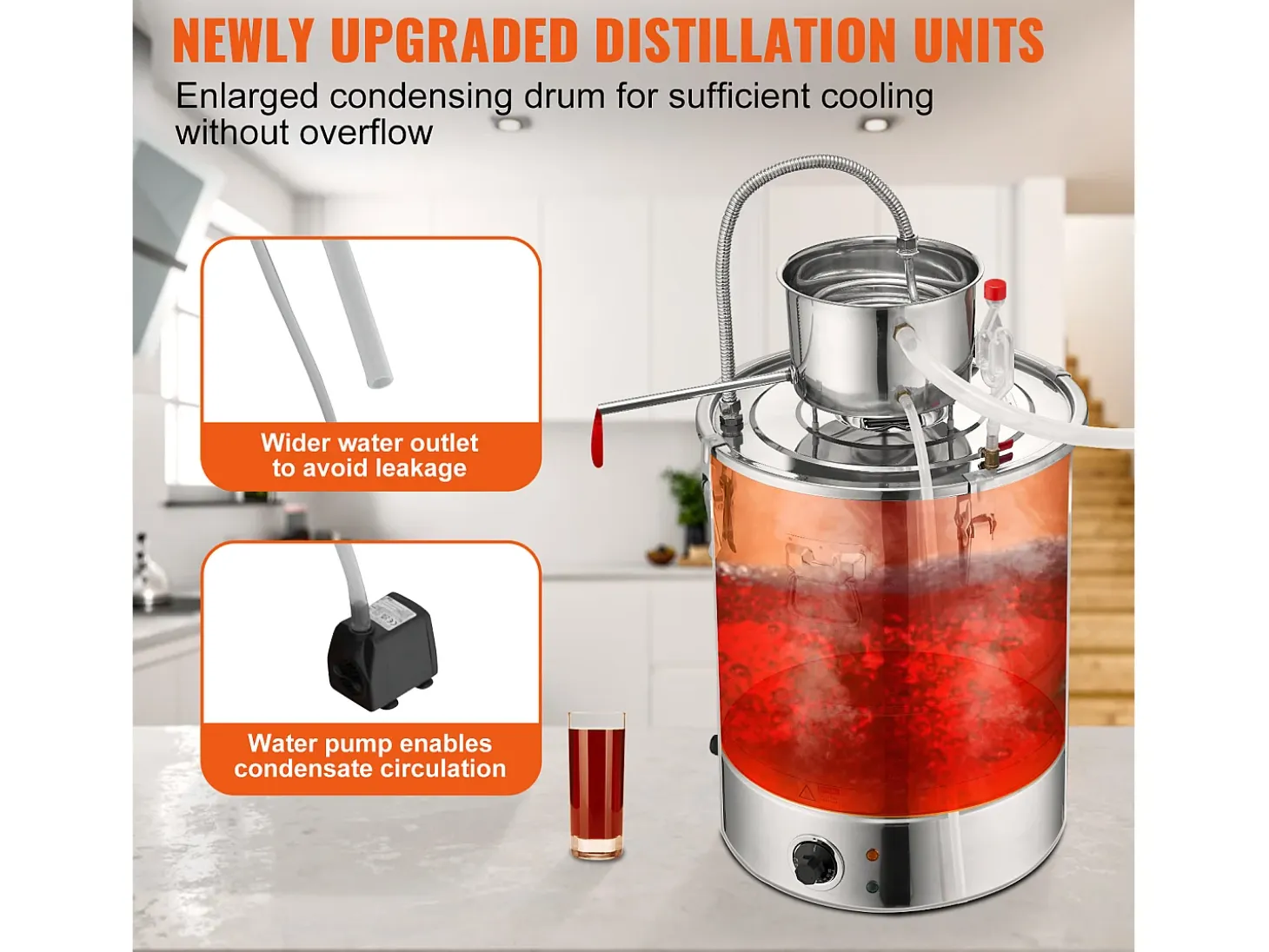 Destilador de Alcohol SucceBuy, 49 L, con Tanque Thumper y Bomba de Agua, Destilación Eficaz para el Hogar y la Artesanía