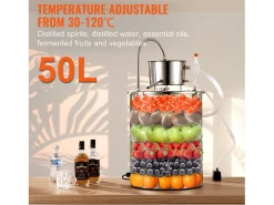 Destilador de Alcohol SucceBuy, 49 L, con Tanque Thumper y Bomba de Agua, Destilación Eficaz para el Hogar y la Artesanía