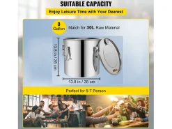Destilador de Alcohol SucceBuy 32 L, Equipo de Destilación de Alcohol en Acero Inoxidable