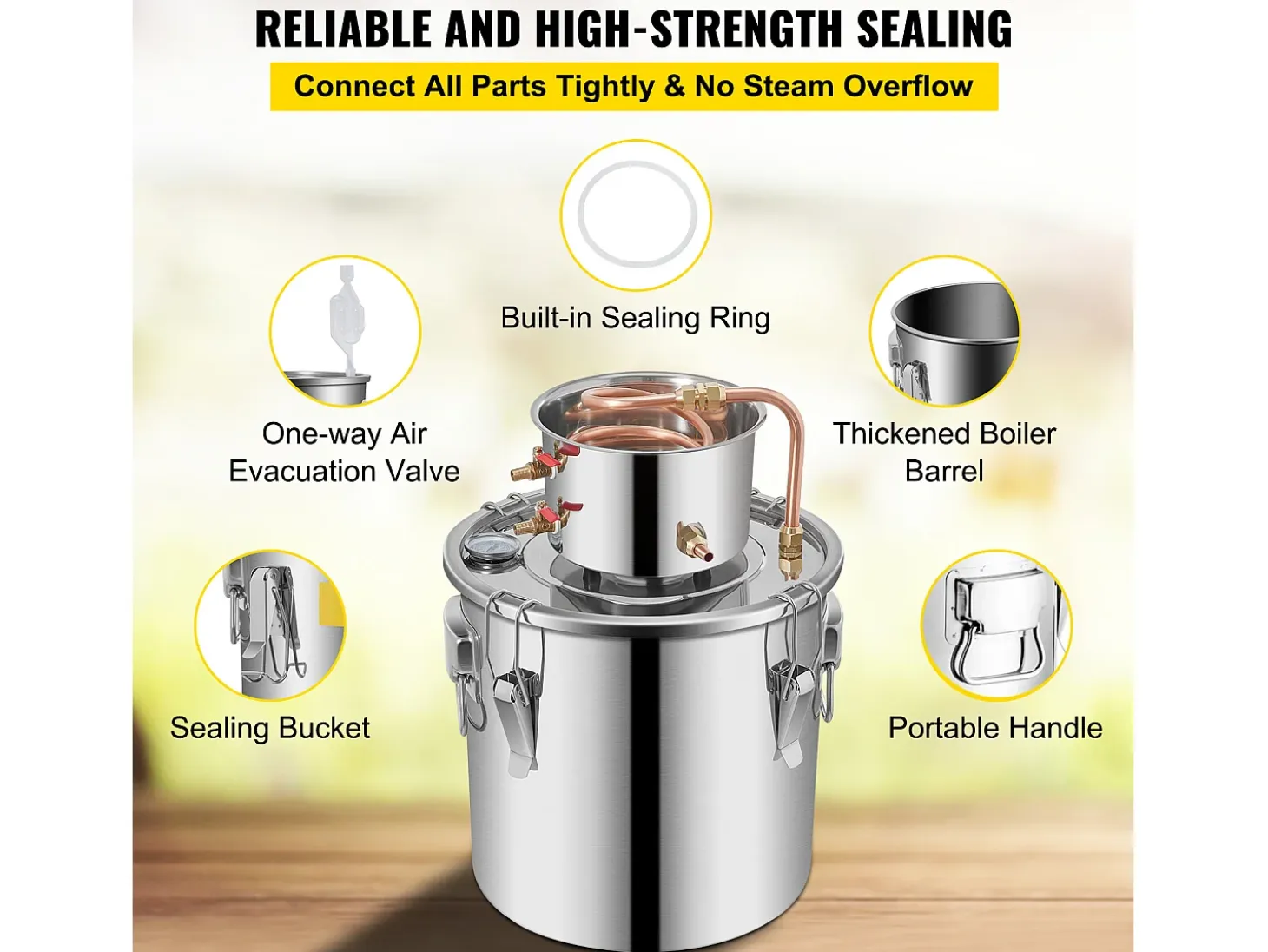 Destilador de Alcohol SucceBuy 32 L, Equipo de Destilación de Alcohol en Acero Inoxidable