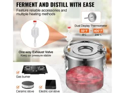 Destilador de Alcohol SucceBuy Destilador de Agua sin Gas Moonshine de 19 L con Barril Thumper y Bomba de Agua de 8 W