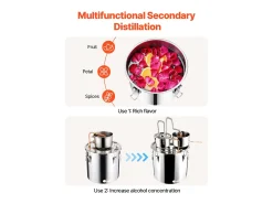 Destilador de Alcohol SucceBuy Destilador de Agua sin Gas de 50 L con Barril Thumper y Bomba de Agua