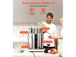 Destilador de Alcohol SucceBuy Destilador de Agua sin Gas de 50 L con Barril Thumper y Bomba de Agua