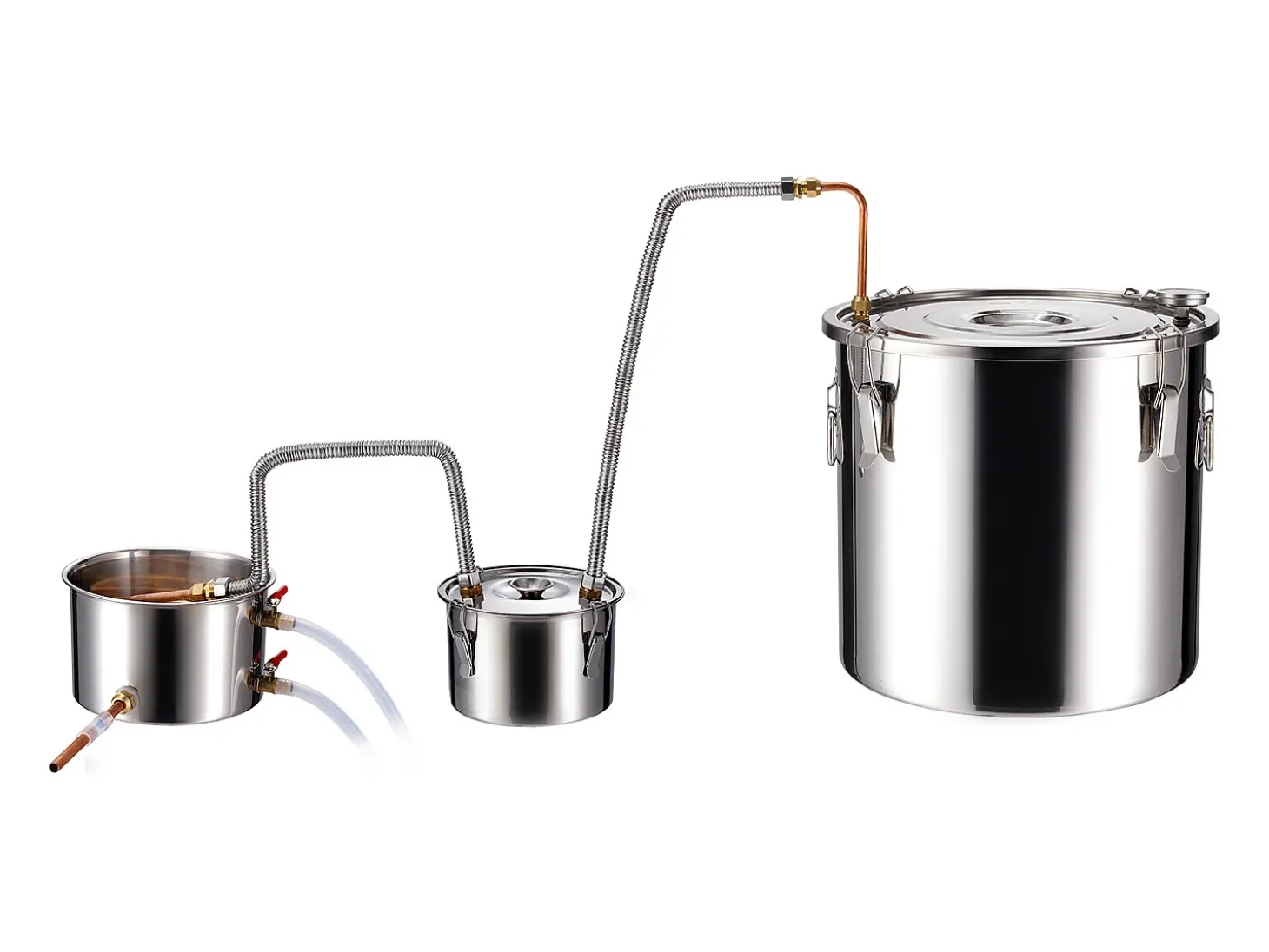 Destilador de Alcohol SucceBuy Destilador de Agua sin Gas de 50 L con Barril Thumper y Bomba de Agua