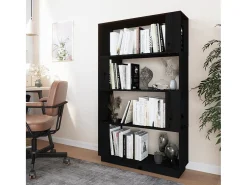 Dilber Estantería/divisor de espacios madera pino negro 80x25x132 cm