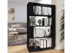 Dilber Estantería/divisor de espacios madera pino negro 80x25x132 cm