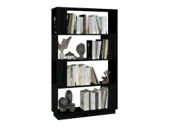 Dilber Estantería/divisor de espacios madera pino negro 80x25x132 cm