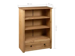 Dina Librería de madera maciza de pino estilo Panamá 80x35x110 cm