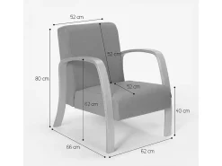 Diseño ergonómico escandinavo sillón de madera salón de estudio Frederiksberg - Gris