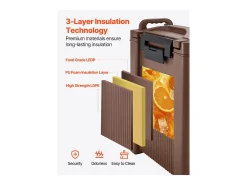 Dispensador de Bebidas SucceBuy Isotérmico 19 L, Fuente de Agua Caliente y Fría No Eléctrica con Grifo y Asa, Contenedor Isotérmico