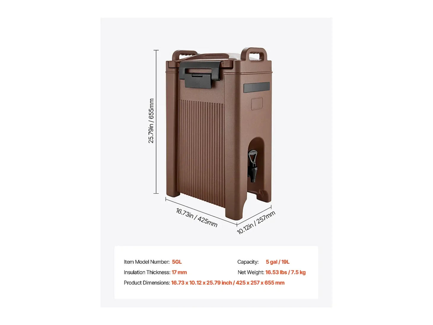 Dispensador de Bebidas SucceBuy Isotérmico 19 L, Fuente de Agua Caliente y Fría No Eléctrica con Grifo y Asa, Contenedor Isotérmico