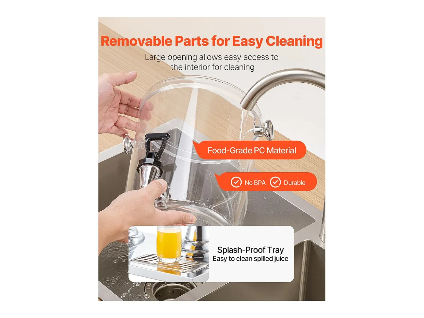 Dispensador de Bebidas SucceBuy, Capacidad 2x 8 L, Fuente de Agua de Acero Inoxidable y Plástico, Dispensador de Zumo, Limonada, Té Helado y Café