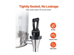 Dispensador de Bebidas SucceBuy, Capacidad 2x 8 L, Fuente de Agua de Acero Inoxidable y Plástico, Dispensador de Zumo, Limonada, Té Helado y Café