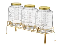 Dispensador de Bebidas SucceBuy, Capacidad de 8 L, 3 Unidades, Fuente de Agua de Cristal, Dispensador de Agua, Zumo, Limonada y Té Helado, para Cafeterías
