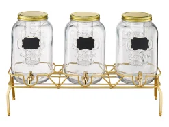 Dispensador de Bebidas SucceBuy, Capacidad de 8 L, 3 Unidades, Fuente de Agua de Cristal, Dispensador de Agua, Zumo, Limonada y Té Helado, para Cafeterías