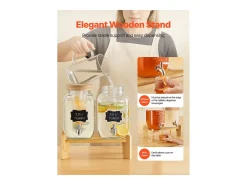 Dispensador de Bebidas SucceBuy, Capacidad de 3,8 L, 2 Unidades, Fuente de Agua de Cristal, Dispensador de Agua, Zumo, Limonada y Té Helado, para Café