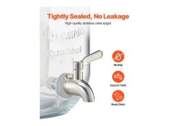 Dispensador de Bebidas SucceBuy, Capacidad de 3,8 L, 2 Unidades, Fuente de Agua de Cristal, Dispensador de Agua, Zumo, Limonada y Té Helado, para Café