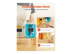 Dispensador de Bebidas SucceBuy, Capacidad de 3,8 L, 3 Unidades, Fuente de Agua de Cristal, Dispensador de Agua, Zumo, Limonada, Té Helado, para Café