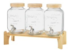 Dispensador de Bebidas SucceBuy, Capacidad de 3,8 L, 3 Unidades, Fuente de Agua de Cristal, Dispensador de Agua, Zumo, Limonada, Té Helado, para Café