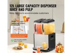 Distribuidor de Bebidas Comerciales SucceBuy 12 L x 2 Depósitos, Distribuidor de Bebidas Heladas y Jugos Fríos