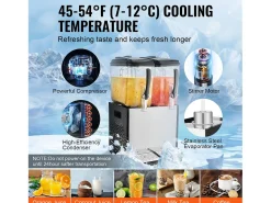 Distribuidor de Bebidas Comerciales SucceBuy 12 L x 2 Depósitos, Distribuidor de Bebidas Heladas y Jugos Fríos