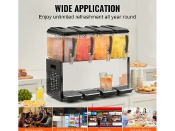 Distribuidor de Bebidas Comerciales SucceBuy 12 L x 4 Depósitos Distribuidor de Bebidas Heladas y Jugos Fríos
