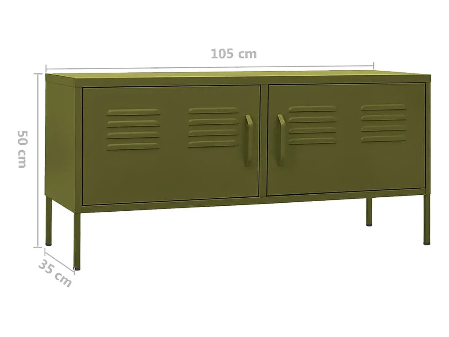 Drøbak Mueble para TV de acero verde oliva 105x35x50 cm