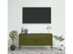Drøbak Mueble para TV de acero verde oliva 105x35x50 cm